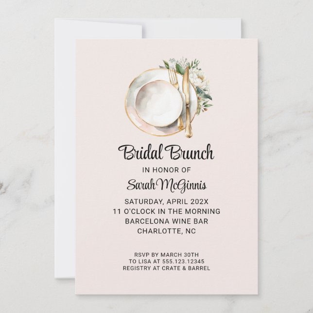 Invitation de douche de mariée aux pivoines (Devant)