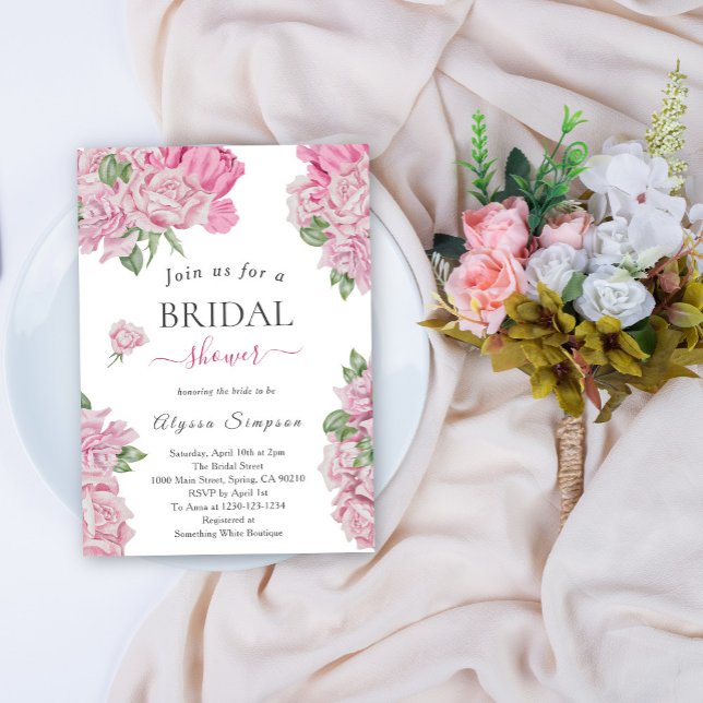 Invitation de douche de mariée aux roses florales (Créateur téléchargé)