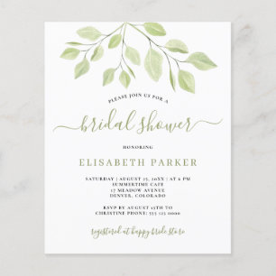 Invitation de douche de mariée avec feuillage verd