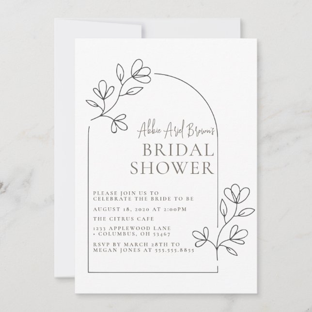 Invitation de douche de mariée avec texte de roses (Devant)