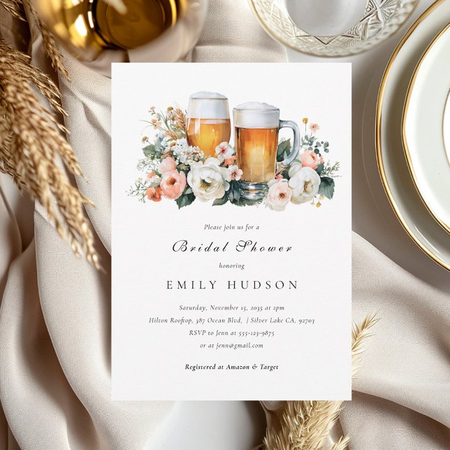 Invitation de douche de mariée bière en cours de b (Créateur téléchargé)