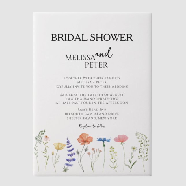 Invitation de douche de mariée Bohème aux fleurs s (Recto)