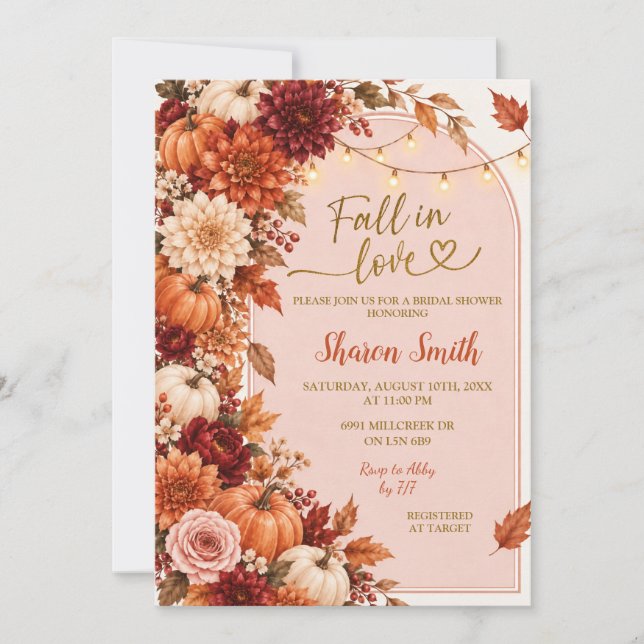 Invitation de douche de mariée bohème rustique d'a (Devant)