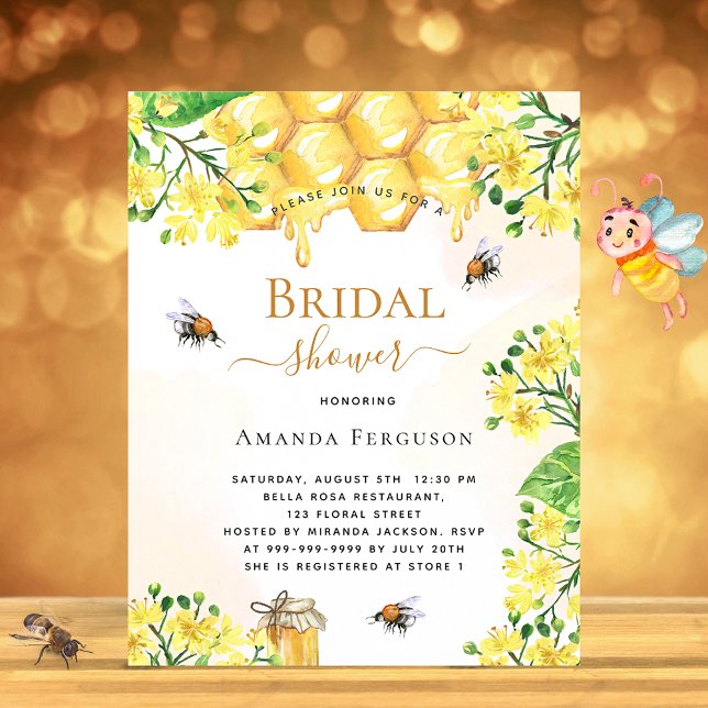 Invitation de douche de mariée Budget Bee florales (Créateur téléchargé)