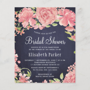 Invitation de douche de mariée budgétaire florale