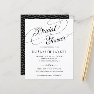 Invitation de douche de mariée calligraphiée chic 