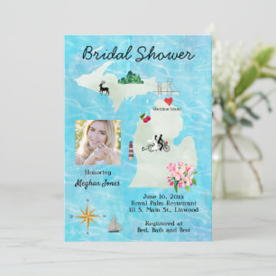 Invitation de douche de mariée carte du Michigan