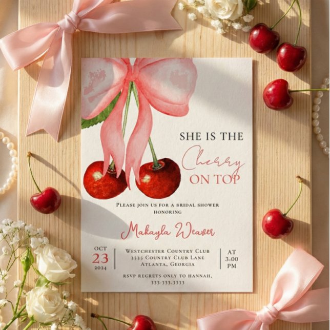 Invitation de douche de mariée Coquette Cherry on  (Créateur téléchargé)