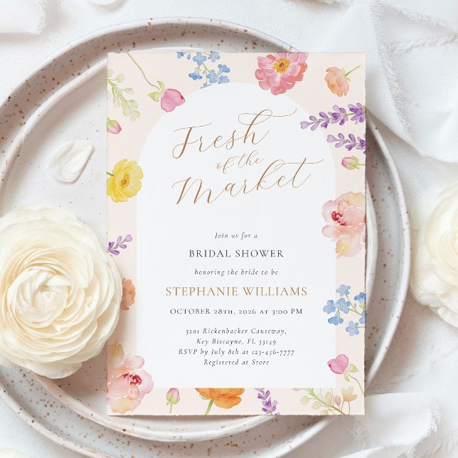 Invitation de douche de mariée de marché d'aquarel (Créateur téléchargé)