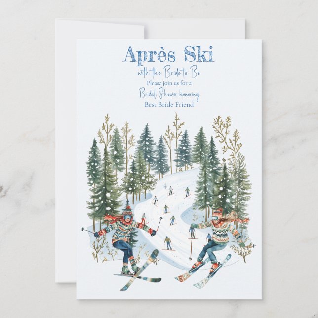 Invitation de douche de mariée de ski d'hiver Aprè (Devant)