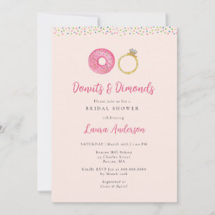 Invitation de douche de mariée Donuts et Diamants