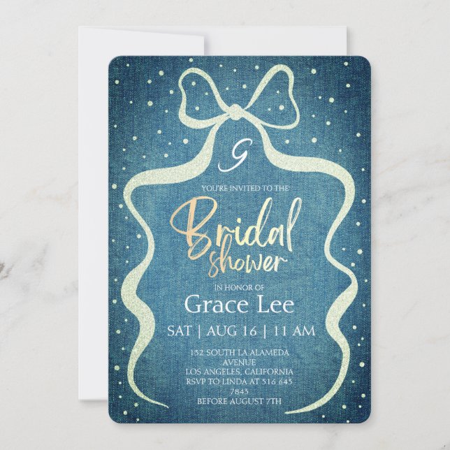 Invitation de douche de mariée en denim rustique (Devant)