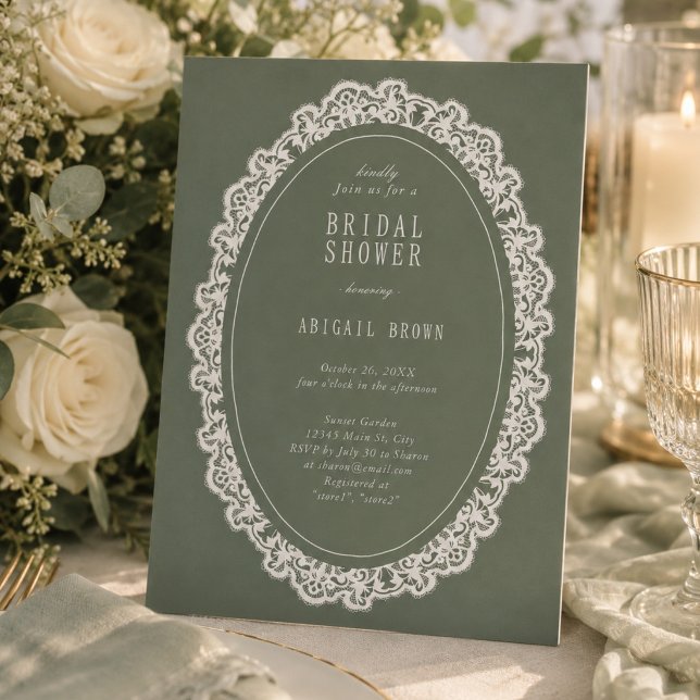 Invitation de douche de mariée en dentelle florale (Créateur téléchargé)