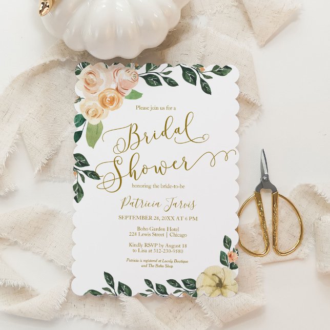 Invitation de douche de mariée Fleur de Pêche Citr (Créateur téléchargé)
