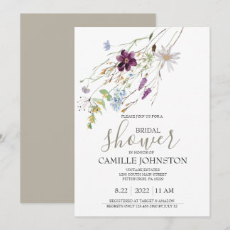 Invitation de douche de mariée Fleur sauvage