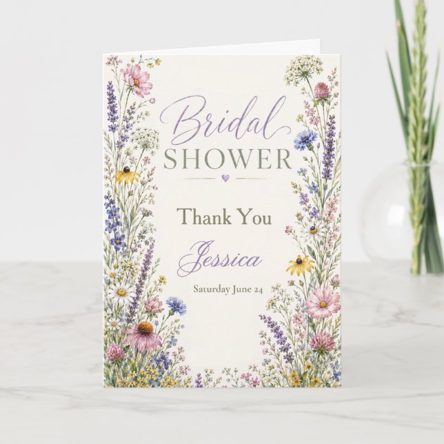 Invitation de douche de mariée Fleur sauvage (Devant)