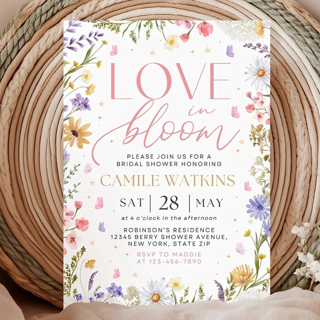 Invitation de douche de mariée Fleur sauvage, L'am (Créateur téléchargé)