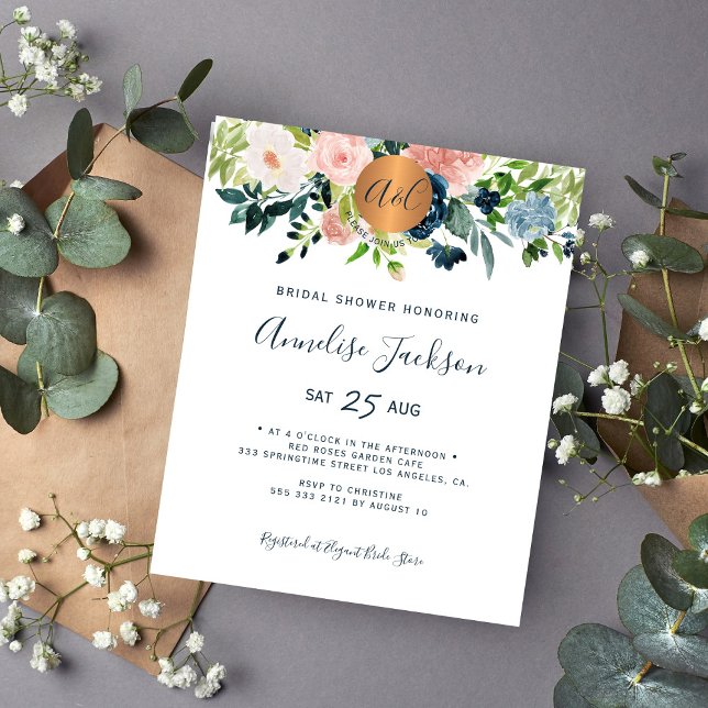 Invitation de douche de mariée florale à l'aquarel (Créateur téléchargé)