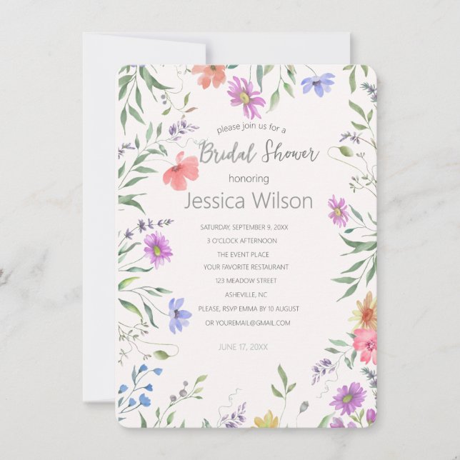 Invitation de douche de mariée florale aquarelle (Devant)