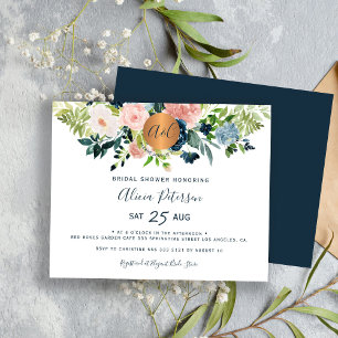 Invitation de douche de mariée florale rose pastel