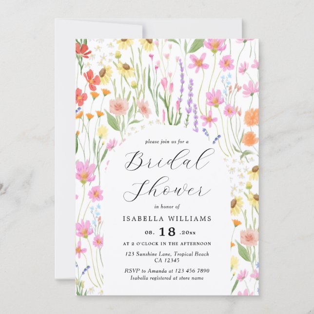 Invitation de douche de mariée Jardin de fleurs sa (Devant)