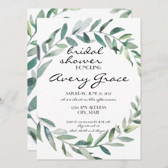 Invitation de douche de mariée - Mariage de verdur (Devant / Derrière)