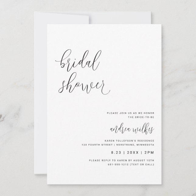 Invitation de douche de mariée moderne avec QR Cod (Devant)