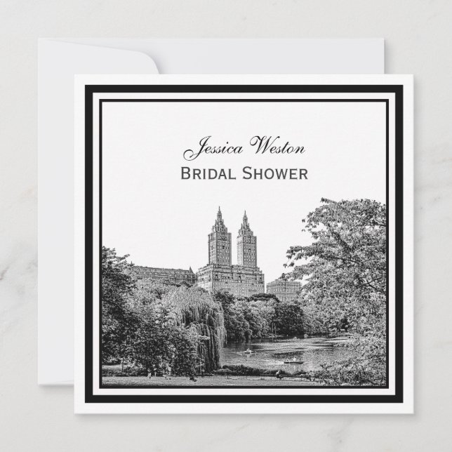 Invitation de douche de mariée NYC Centrl Pk Lake  (Devant)