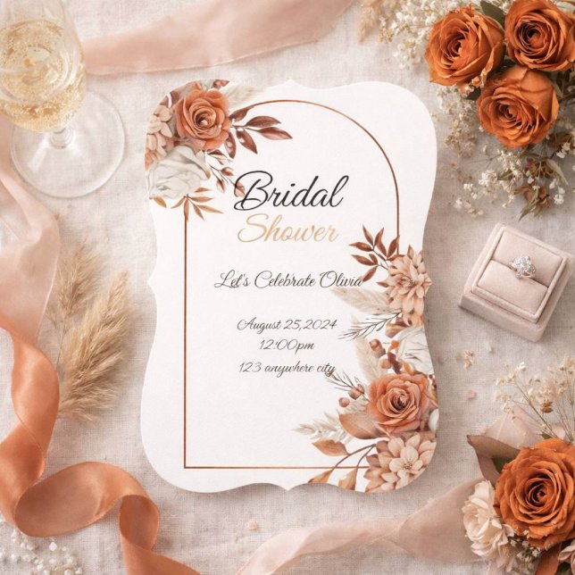 Invitation de douche de mariée orange marron autom (Créateur téléchargé)