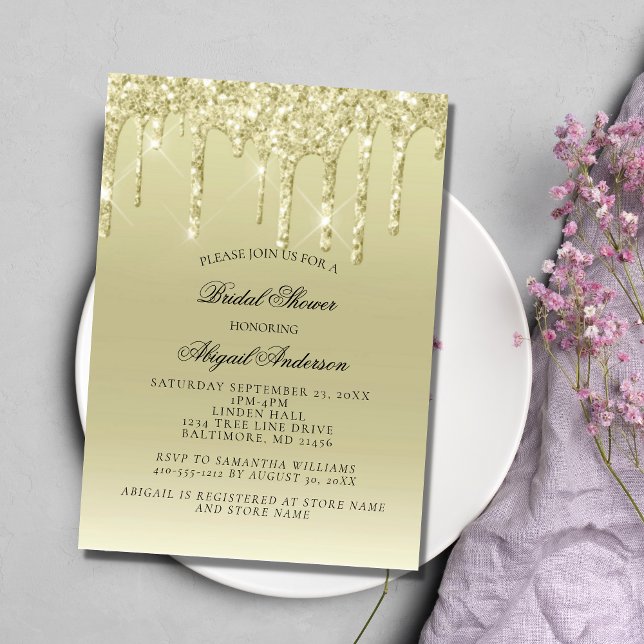 Invitation de douche de mariée paillettes dorées G (Créateur téléchargé)