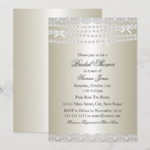 Invitation de douche de mariée Pretty Lace & Pearl
