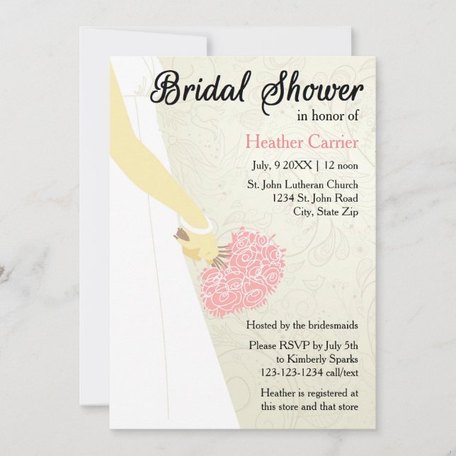 Invitation de douche de mariée - Robe verticale et (Devant)