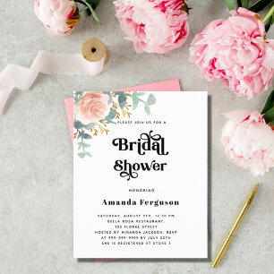 Invitation de douche de mariée rose gold florale