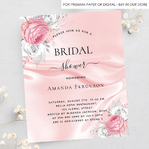 Invitation de douche de mariée rose soyeuse floral