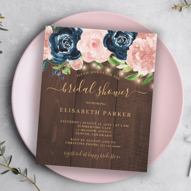 Invitation de douche de mariée rustique florale en (Créateur téléchargé)