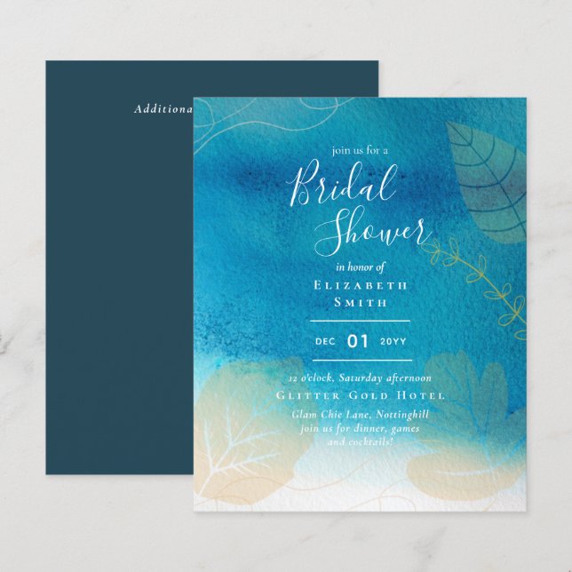 Invitation de douche de mariée rustique turquoise  (Devant / Derrière)
