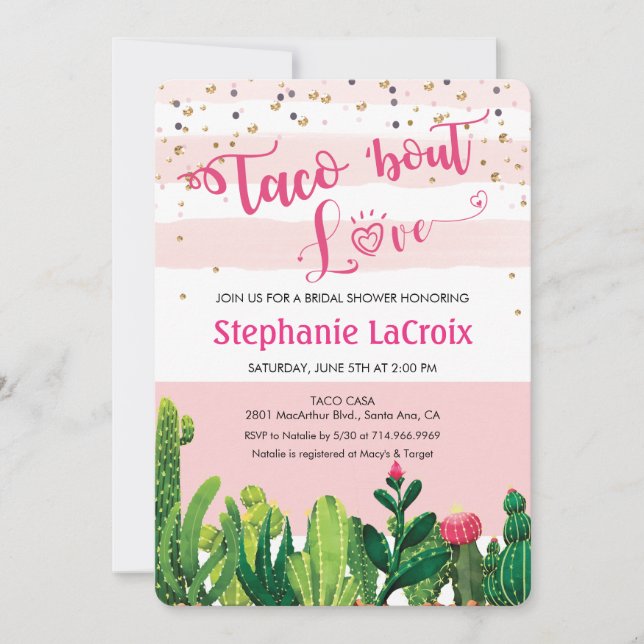 Invitation de douche de mariée Taco bout Love (Devant)