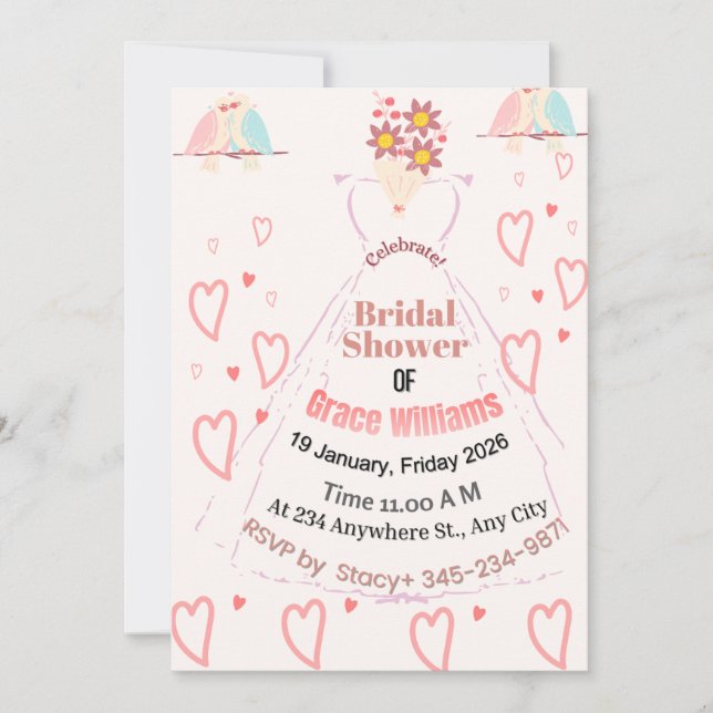 Invitation de douche de mariée – Typographie moder (Devant)