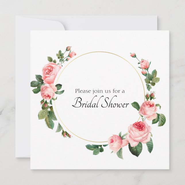 Invitation de douche de rose rose blushante (Devant)