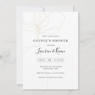 Invitation de douche du couple d'art de ligne illu