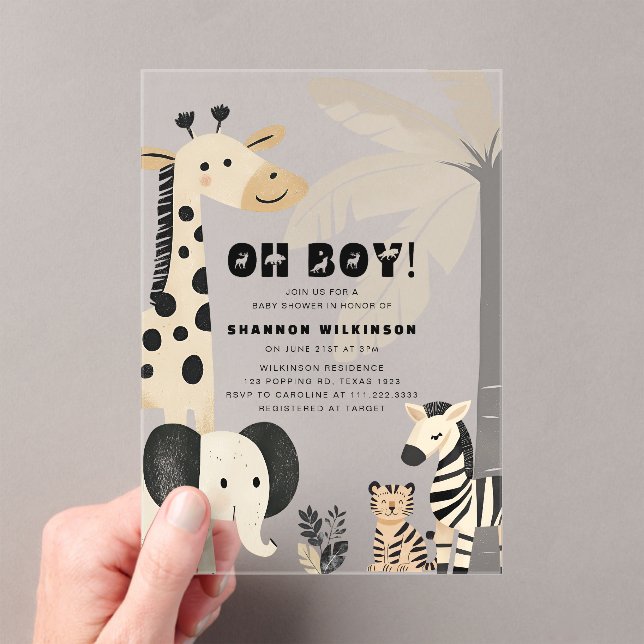 Invitation de douche en acrylique pour bébé garçon (In situ (ordinateur de poche))