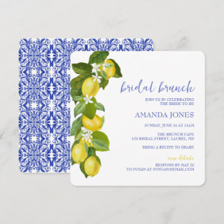 Invitation de douche en carrelage bleu et citron i
