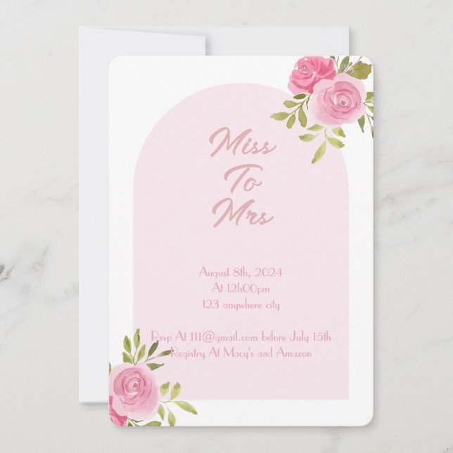 INVITATION DE DOUCHE EN PONTON FLORALE ROSE (Devant)