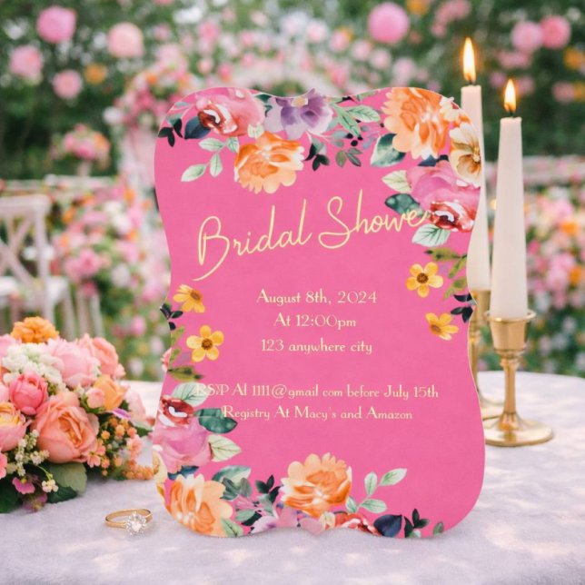 INVITATION DE DOUCHE EN PONTON FLORALE ROSE (Créateur téléchargé)