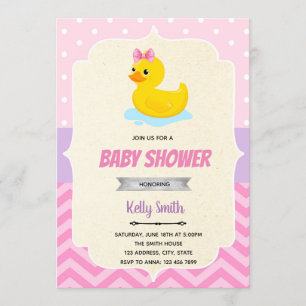 Invitation de douche fille canard en caoutchouc