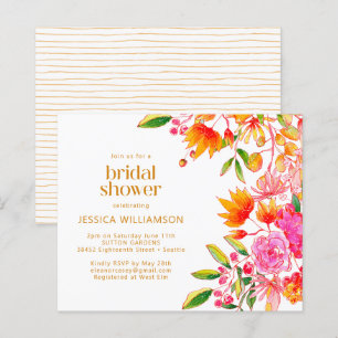 Invitation de douche florale aquarelle rose orange