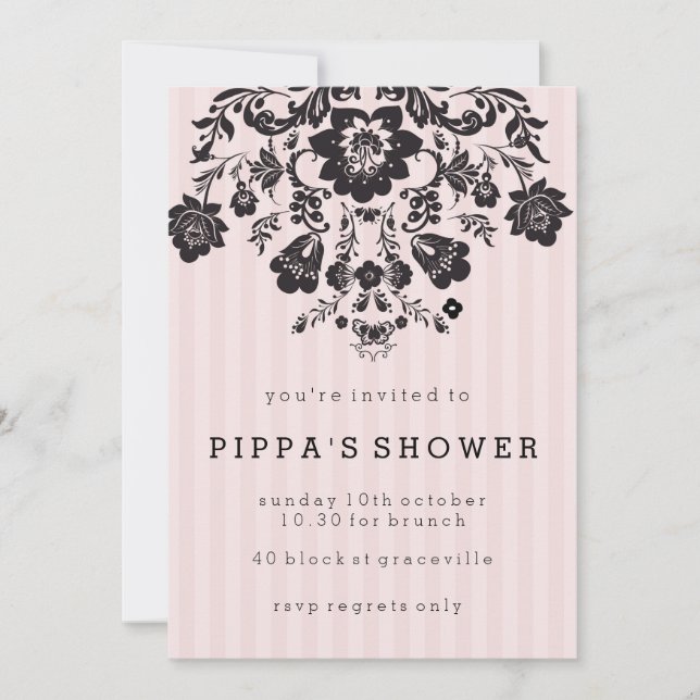 Invitation de douche florale chic parisienne (Devant)