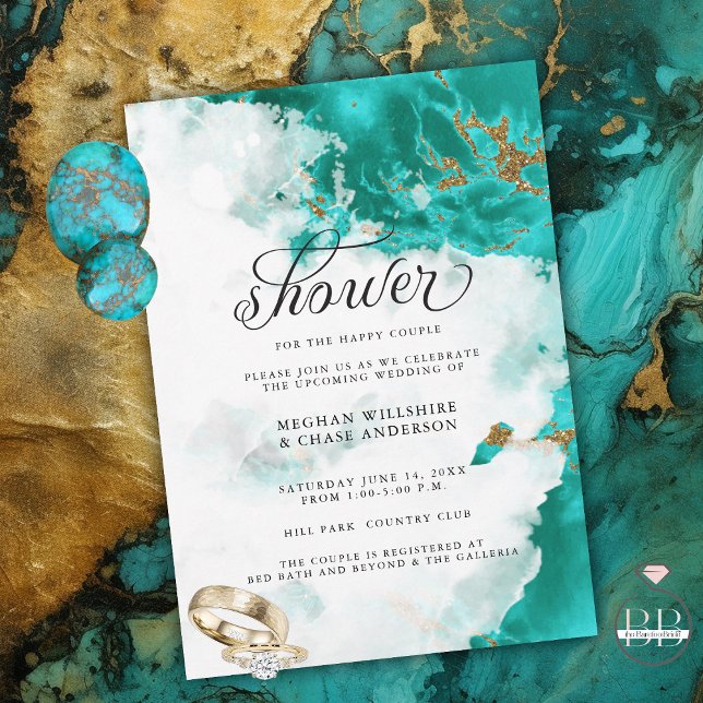 Invitation de douche | Géode Turquoise Moderne (Créateur téléchargé)