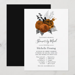Invitation de douche Halloween vintage noir et ora