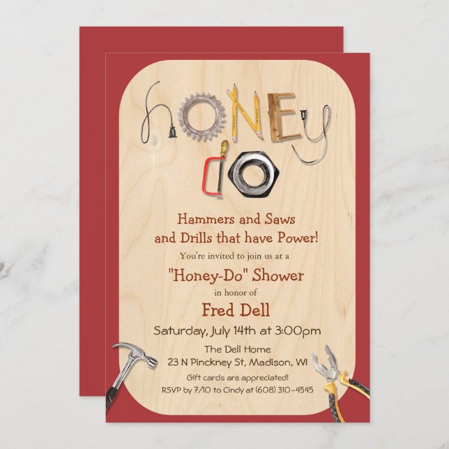 Invitation de douche Honey Do Couples (Devant / Derrière)